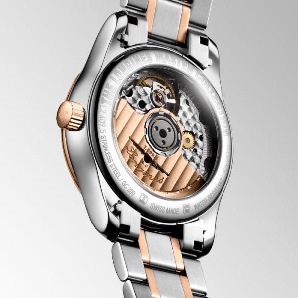 Montre Longines Master Collection Moonphase Cadran Nacre blanche Bracelet Acier Coiffe Or Rose
