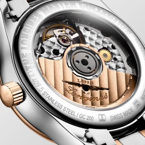Montre Longines Master Collection Moonphase Cadran Nacre blanche Bracelet Acier Coiffe Or Rose