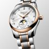 Montre Longines Master Collection Moonphase Cadran Nacre blanche Bracelet Acier Coiffe Or Rose
