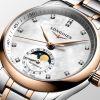 Montre Longines Master Collection Moonphase Cadran Nacre blanche Bracelet Acier Coiffe Or Rose