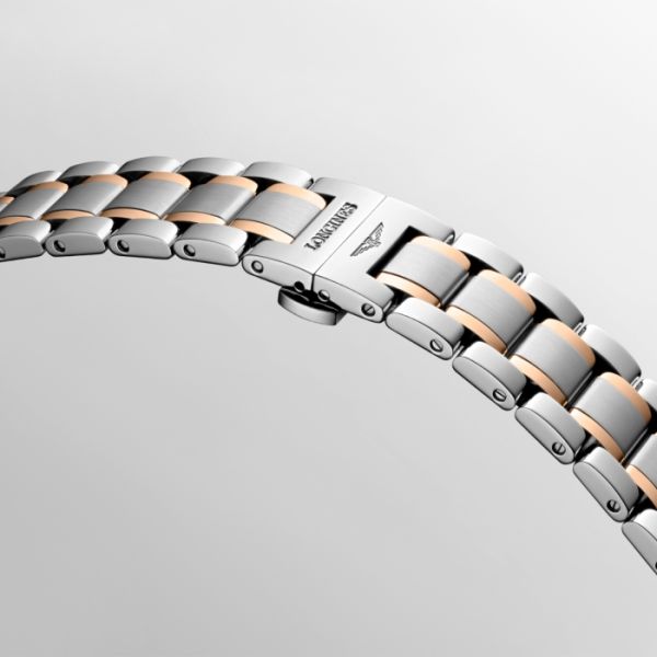 Montre Longines Master Collection Moonphase Cadran Nacre blanche Bracelet Acier Coiffe Or Rose
