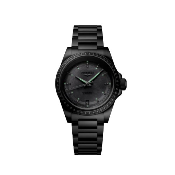 Montre Conquest Cadran Nacre blanche Bracelet Acier