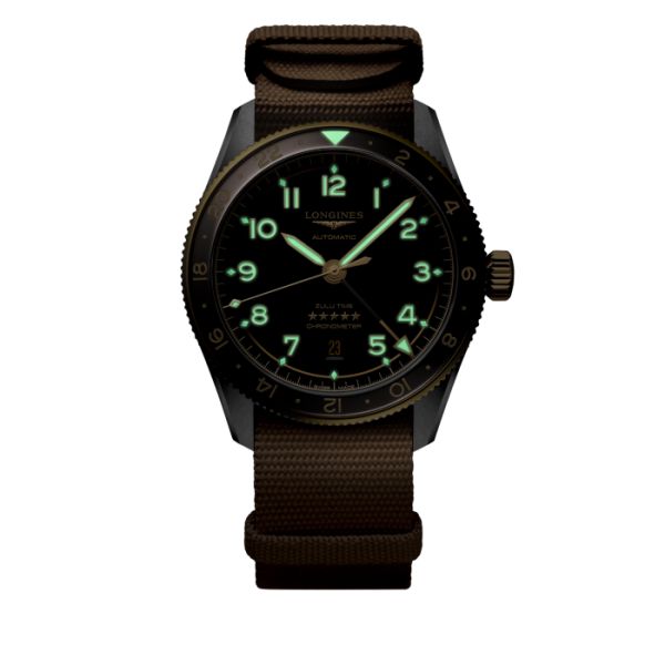Montre Longines Spirit Zulu Time Cadran Anthracite Bracelet nylon