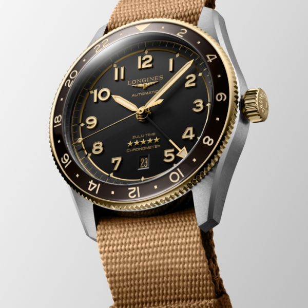 Montre Longines Spirit Zulu Time Cadran Anthracite Bracelet nylon