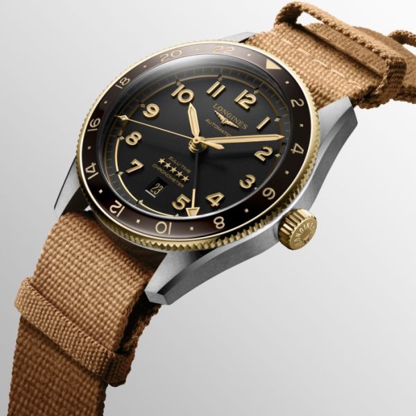 Montre Longines Spirit Zulu Time Cadran Anthracite Bracelet nylon