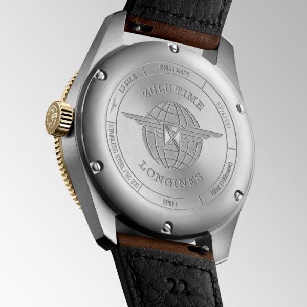 Montre Longines Spirit Zulu Time Cadran Anthracite Bracelet cuir