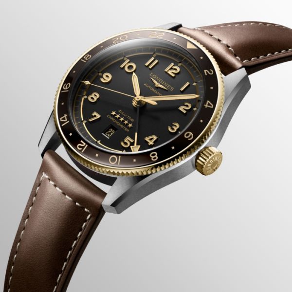 Montre Longines Spirit Zulu Time Cadran Anthracite Bracelet cuir