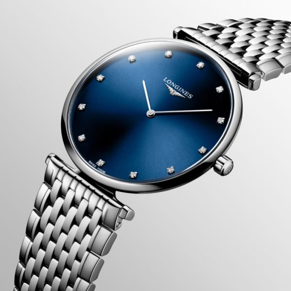 Montre La Grande Classique De Longines Cadran Bleu soleillé Bracelet Acier