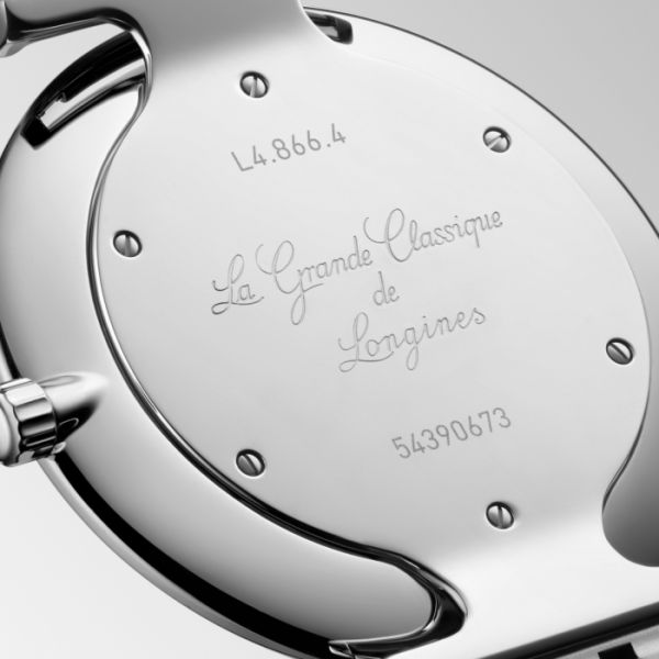 Montre La Grande Classique De Longines Cadran Noir laqué poli Bracelet Acier