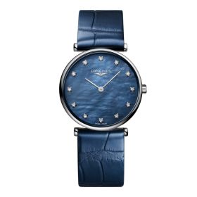 Montre La Grande Classique De Longines Cadran Nacre bleue Bracelet Alligator