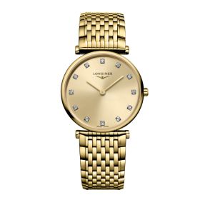 Montre La Grande Classique De Longines Cadran Doré Bracelet PVD jaune