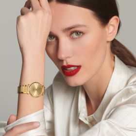 Montre La Grande Classique De Longines Cadran Doré Bracelet PVD jaune