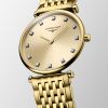 Montre La Grande Classique De Longines Cadran Doré Bracelet PVD jaune