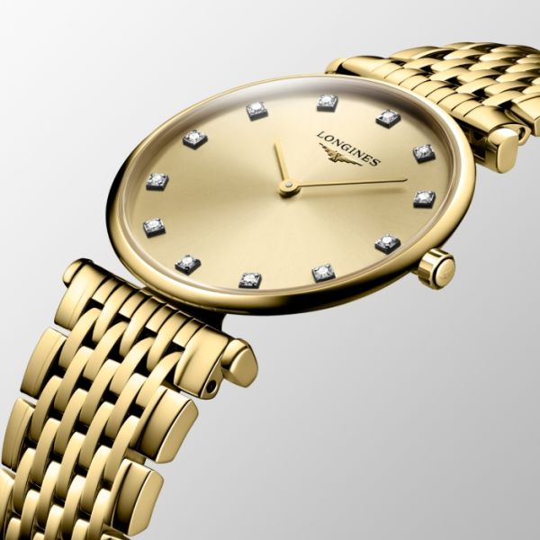 Montre La Grande Classique De Longines Cadran Doré Bracelet PVD jaune