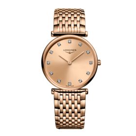 Montre La Grande Classique De Longines Cadran Rouge Bracelet Revêtement PVD rouge