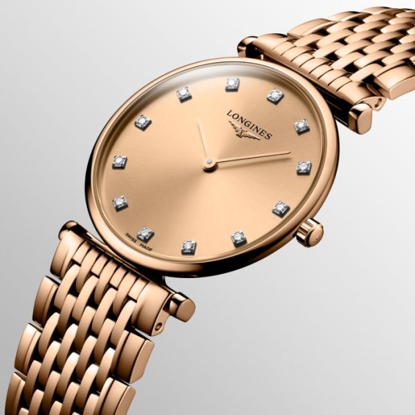 Montre La Grande Classique De Longines Cadran Rouge Bracelet Revêtement PVD rouge