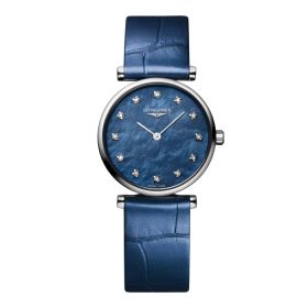 Montre La Grande Classique De Longines Cadran Nacre bleue Bracelet Alligator