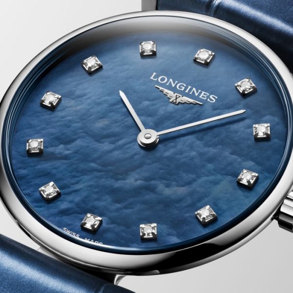 Montre La Grande Classique De Longines Cadran Nacre bleue Bracelet Alligator
