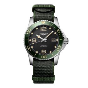 Montre Hydroconquest Cadran Noir Bracelet Nylon Vert