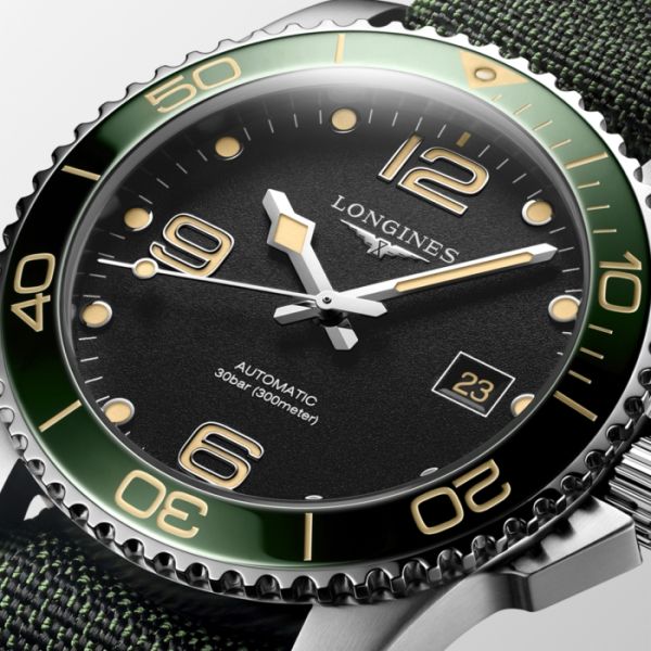 Montre Hydroconquest Cadran Noir Bracelet Nylon Vert