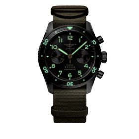 Montre Longines Spirit Flyback Cadran Noir soleillé Bracelet nylon