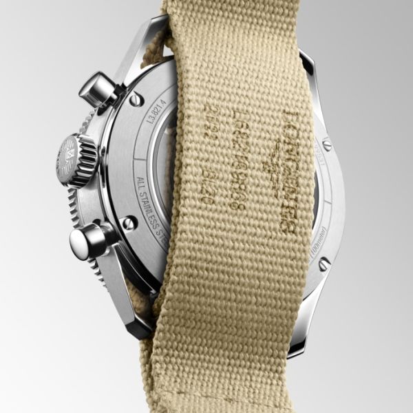 Montre Longines Spirit Flyback Cadran Noir soleillé Bracelet nylon