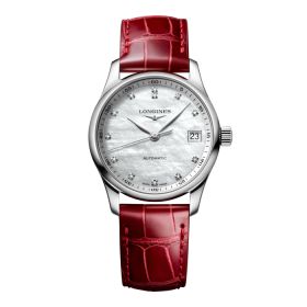 Montre Longines Master Collection Cadran Nacre blanche Bracelet Alligator