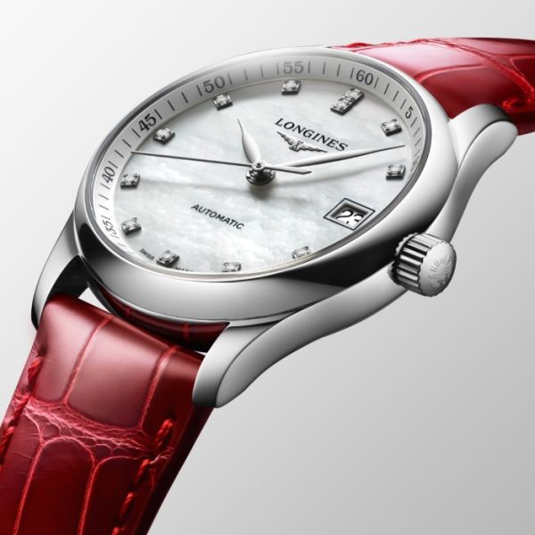Montre Longines Master Collection Cadran Nacre blanche Bracelet Alligator