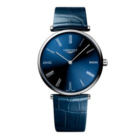 Montre La Grande Classique De Longines Cadran Bleu soleillé Bracelet Alligator