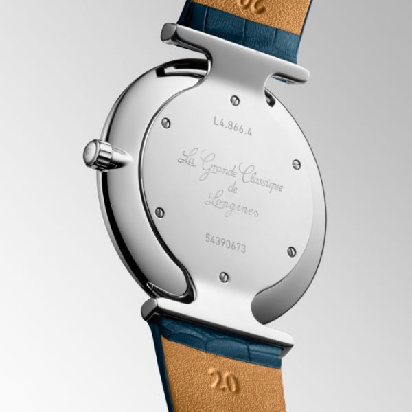 Montre La Grande Classique De Longines Cadran Bleu soleillé Bracelet Alligator