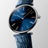 Montre La Grande Classique De Longines Cadran Bleu soleillé Bracelet Alligator