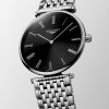 Montre La Grande Classique De Longines Cadran Noir soleillé Bracelet Acier