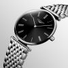 Montre La Grande Classique De Longines Cadran Noir soleillé Bracelet Acier