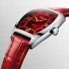 Montre Longines Evidenza Cadran Rouge Bracelet Alligator