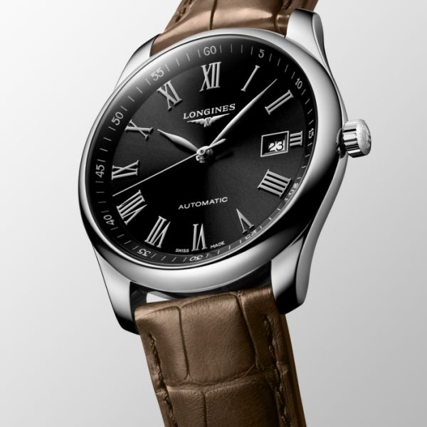 Montre Longines Master Collection Cadran Noir Bracelet Alligator