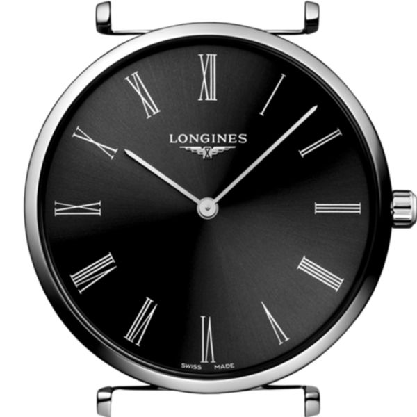 Montre La Grande Classique De Longines Cadran Noir soleillé Bracelet Alligator