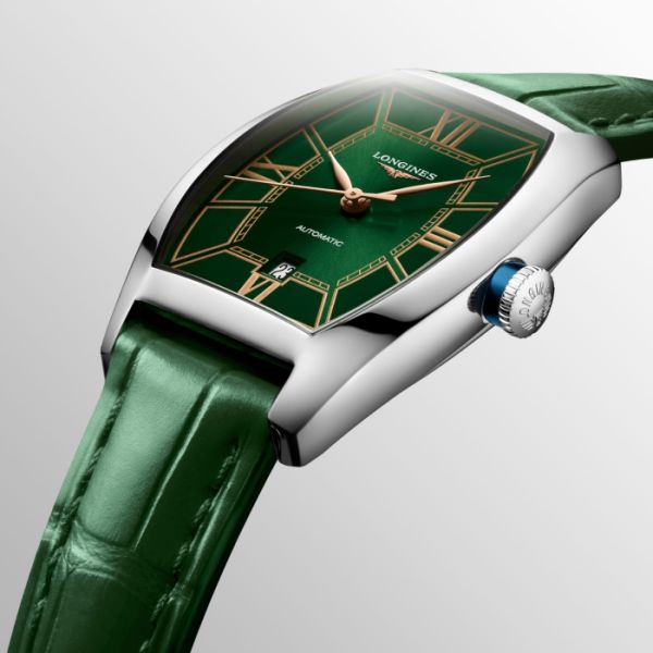 Montre Longines Evidenza Cadran Vert Bracelet Alligator