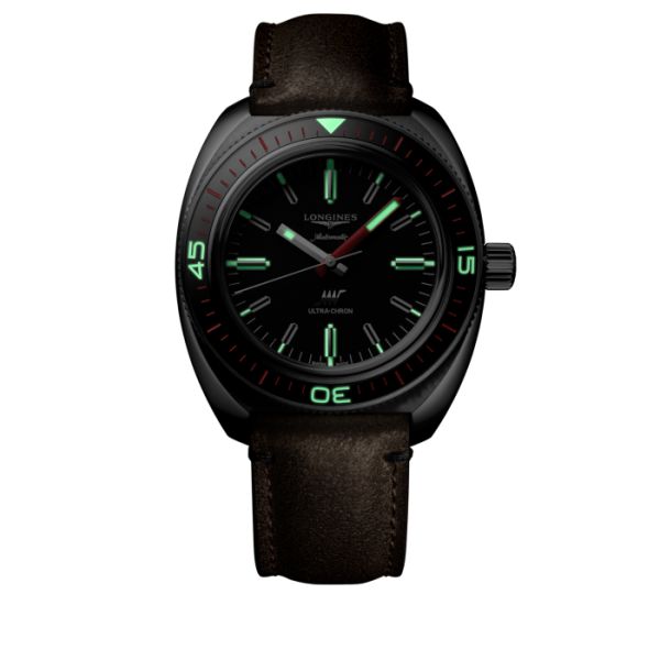 Montre Ultra-Chron Cadran Noir Bracelet cuir