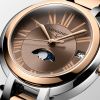 Montre Longines Primaluna Moonphase Cadran Taupe Bracelet acier Coiffe Or Rose