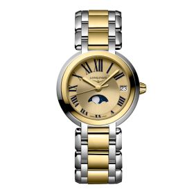 Montre Longines Primaluna Moonphase Cadran Doré Bracelet Acier Coiffe Or Rose