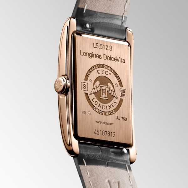 Montre Longines Dolcevita Cadran Noir Bracelet Alligator