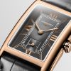 Montre Longines Dolcevita Cadran Noir Bracelet Alligator