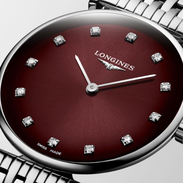 Montre La Grande Classique De Longines Cadran Bordeaux Bracelet Acier