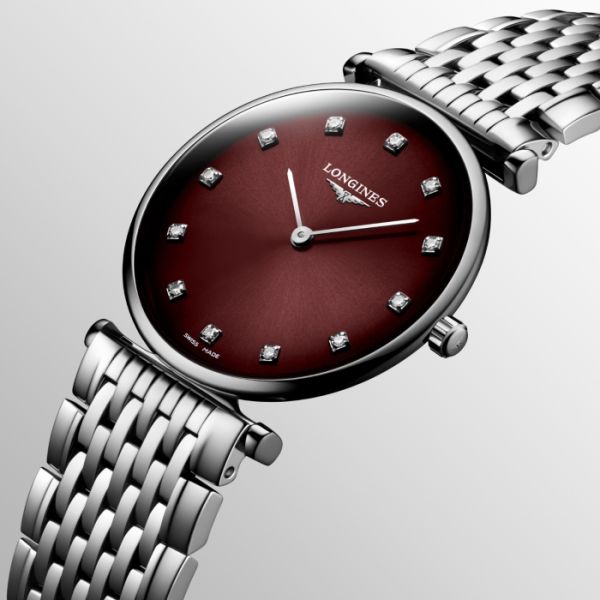 Montre La Grande Classique De Longines Cadran Bordeaux Bracelet Acier