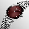 Montre La Grande Classique De Longines Cadran Bordeaux Bracelet Acier
