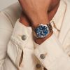 Montre Hydroconquest Cadran Bleu soleillé Bracelet Acier PVD rouge