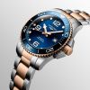 Montre Hydroconquest Cadran Bleu soleillé Bracelet Acier PVD rouge