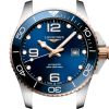 Montre Hydroconquest Cadran Bleu soleillé Bracelet Acier PVD rouge
