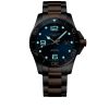 Montre Hydroconquest Cadran Bleu soleillé Bracelet Acier PVD rouge