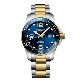 Montre Hydroconquest Cadran Bleu soleillé Bracelet Acier et PVD jaune